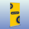 Popular roller banner (800mm x 2,000mm) with up north print branded artwork on plain gradient background